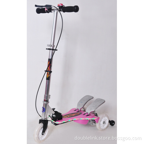 LED light double pedal foot scooter